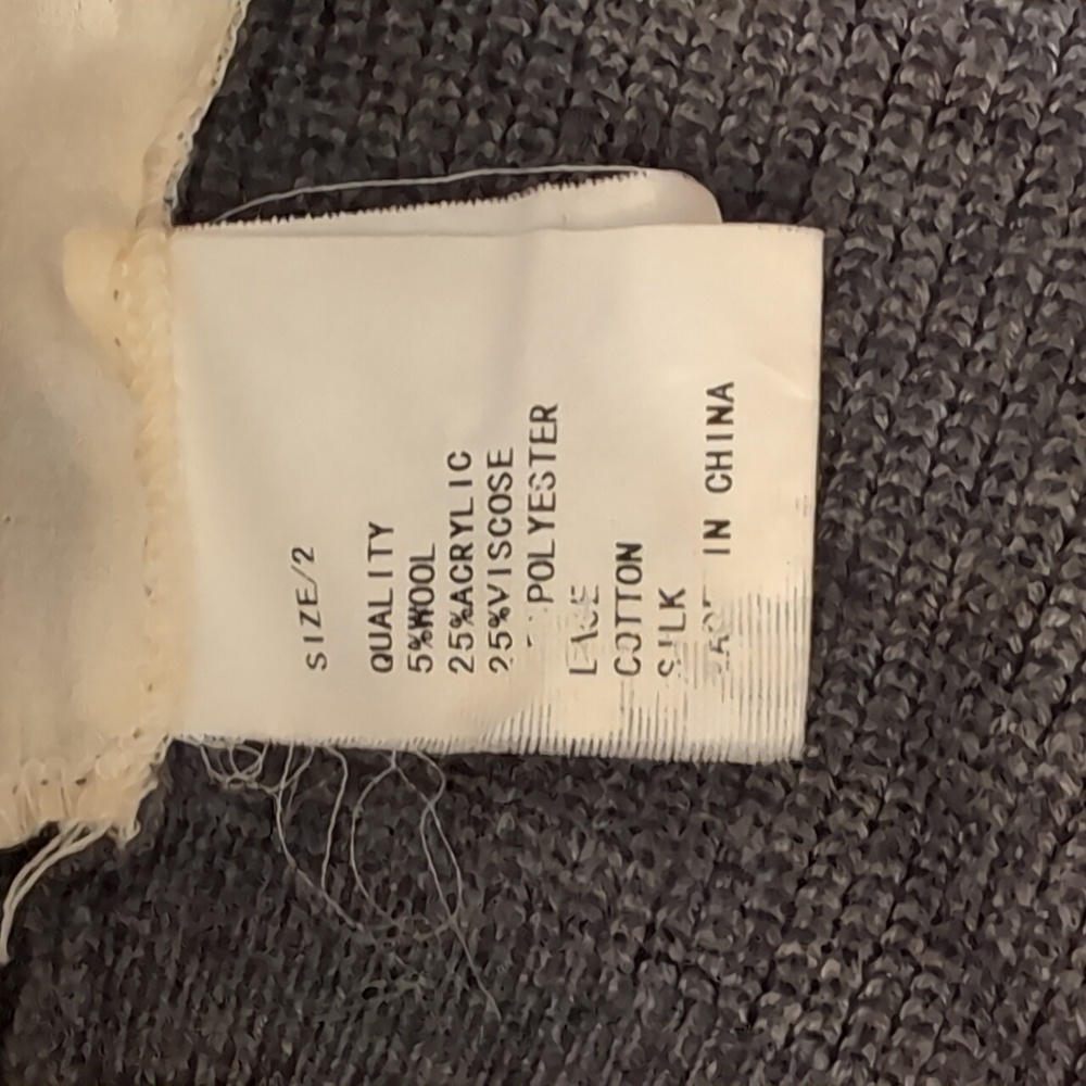 Vintage Gray Ruffled Women's Sweater - Picture 3 of 3